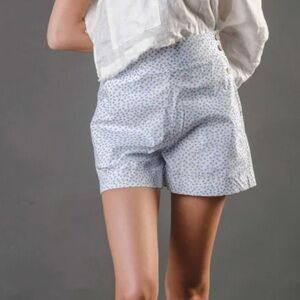 Claude Tulum 1 Gina high waist casual cotton shorts 0856 swallows white blue